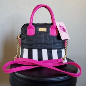 Neon Pink/Blk/Wht KittyCrossbody by Betsey Johnson